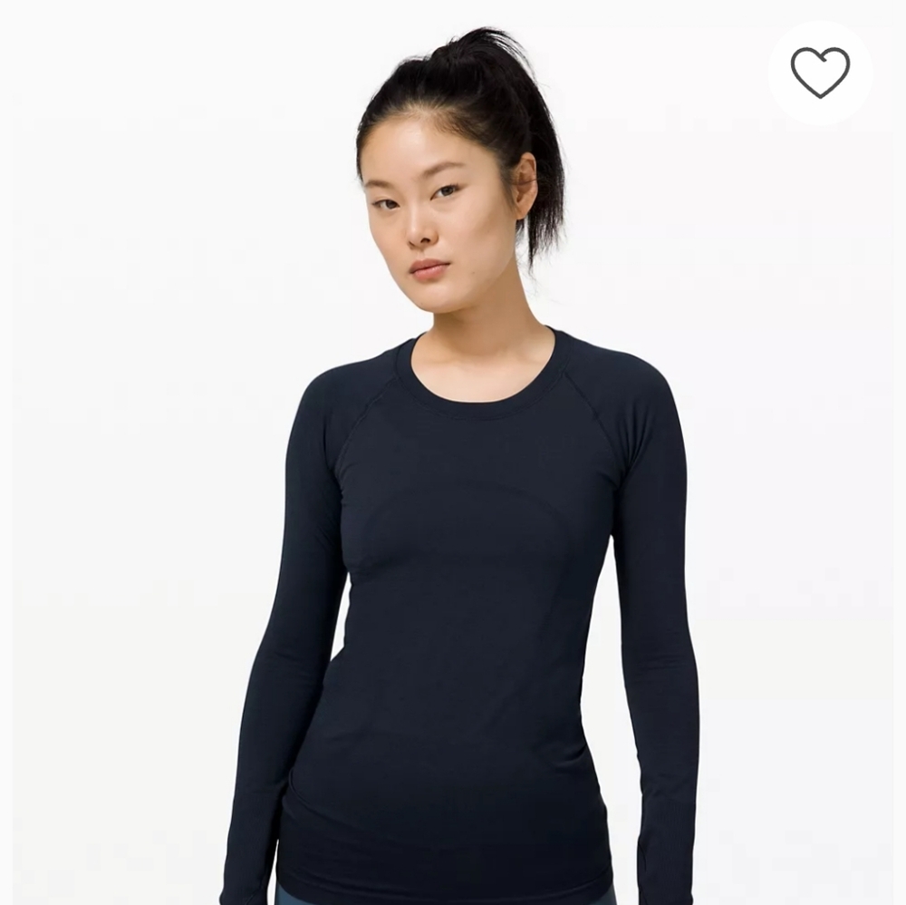 Lululemon Swiftly Tech Hip Length Blue Long Sleeve Top